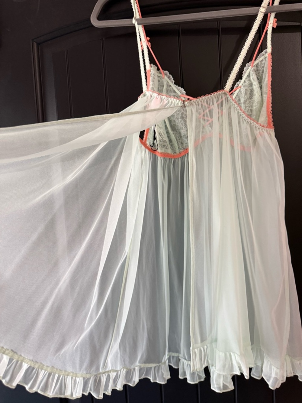 VTG Victoria’s Secret Mint Lace Babydoll 💕 Y2K Coquette Sheer Slip Nightgown LG - Picture 4 of 6